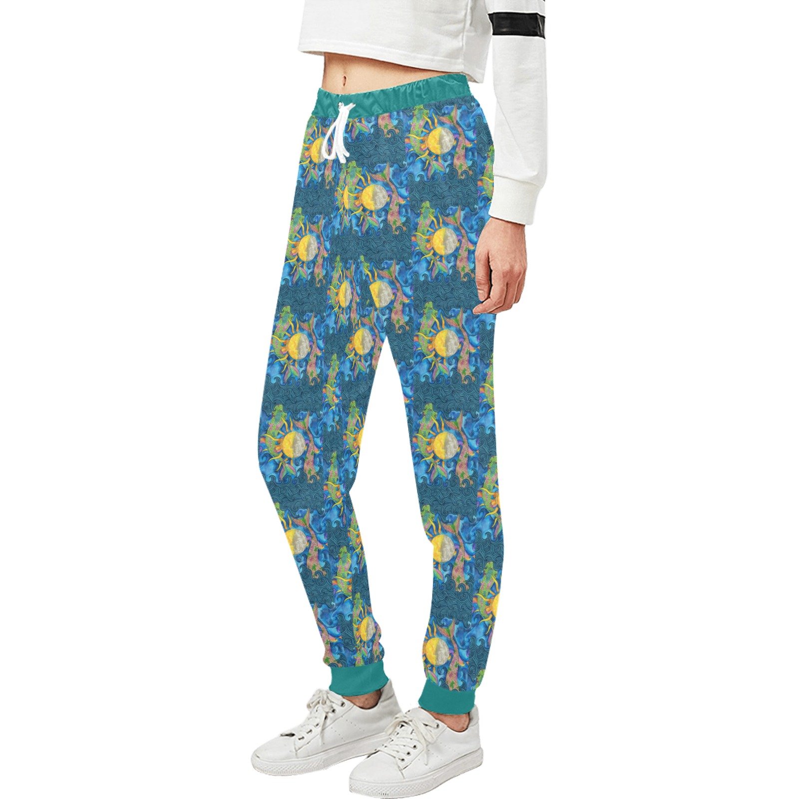 Mermaid Tales Unisex Casual Sweatpants (Model L11) - Image 2