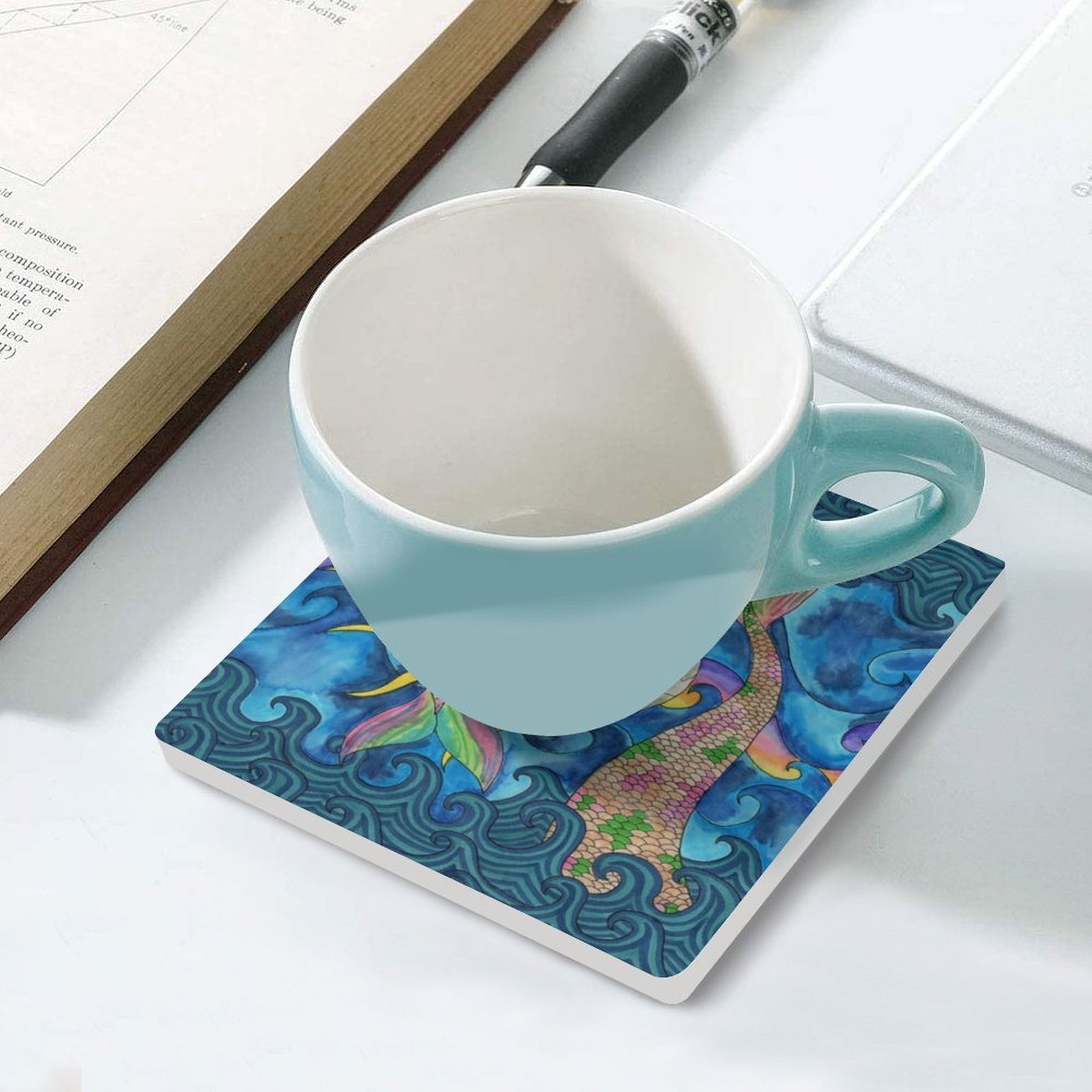 Mermaid Tales Ceramic Coasters (Square) - Image 4