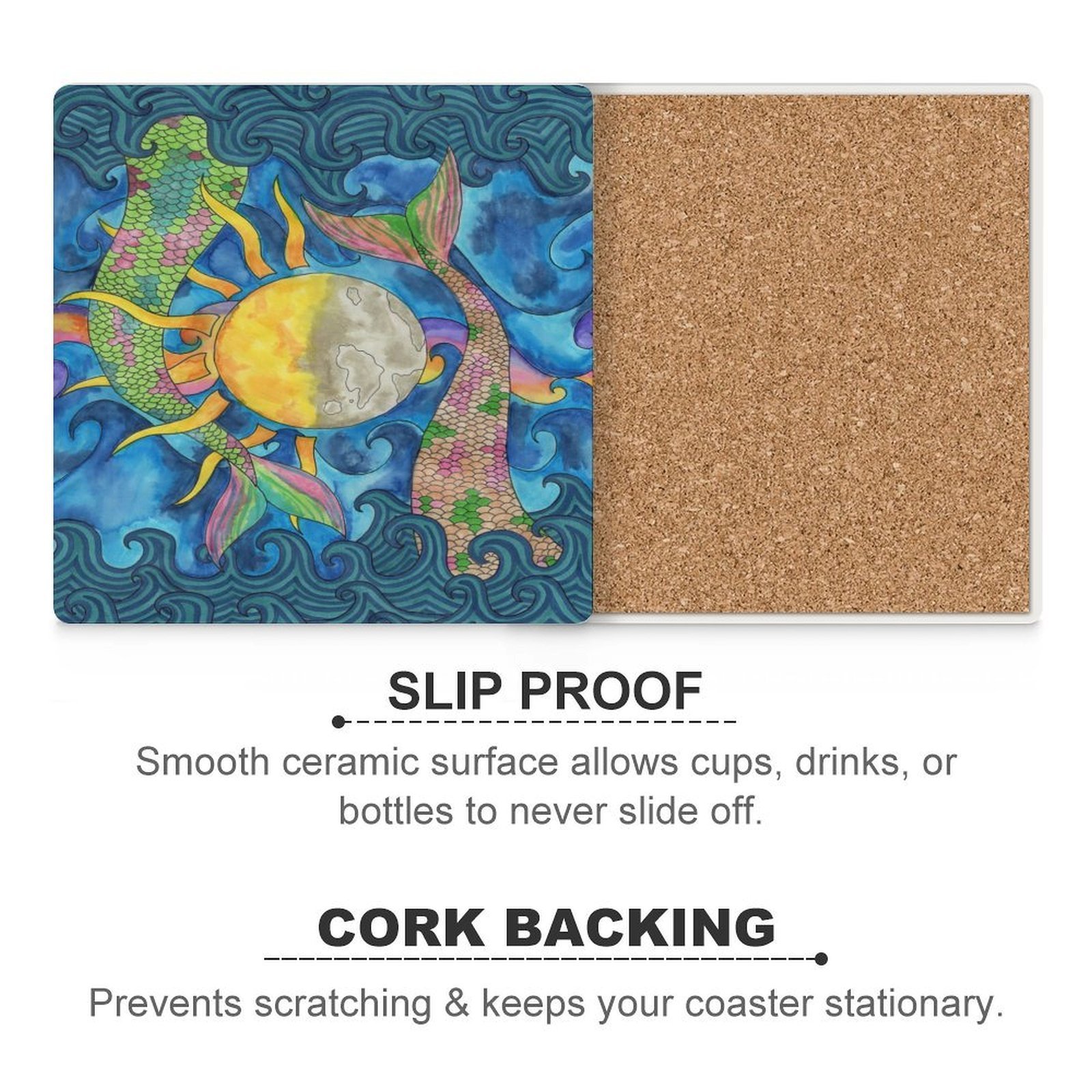 Mermaid Tales Ceramic Coasters (Square) - Image 5