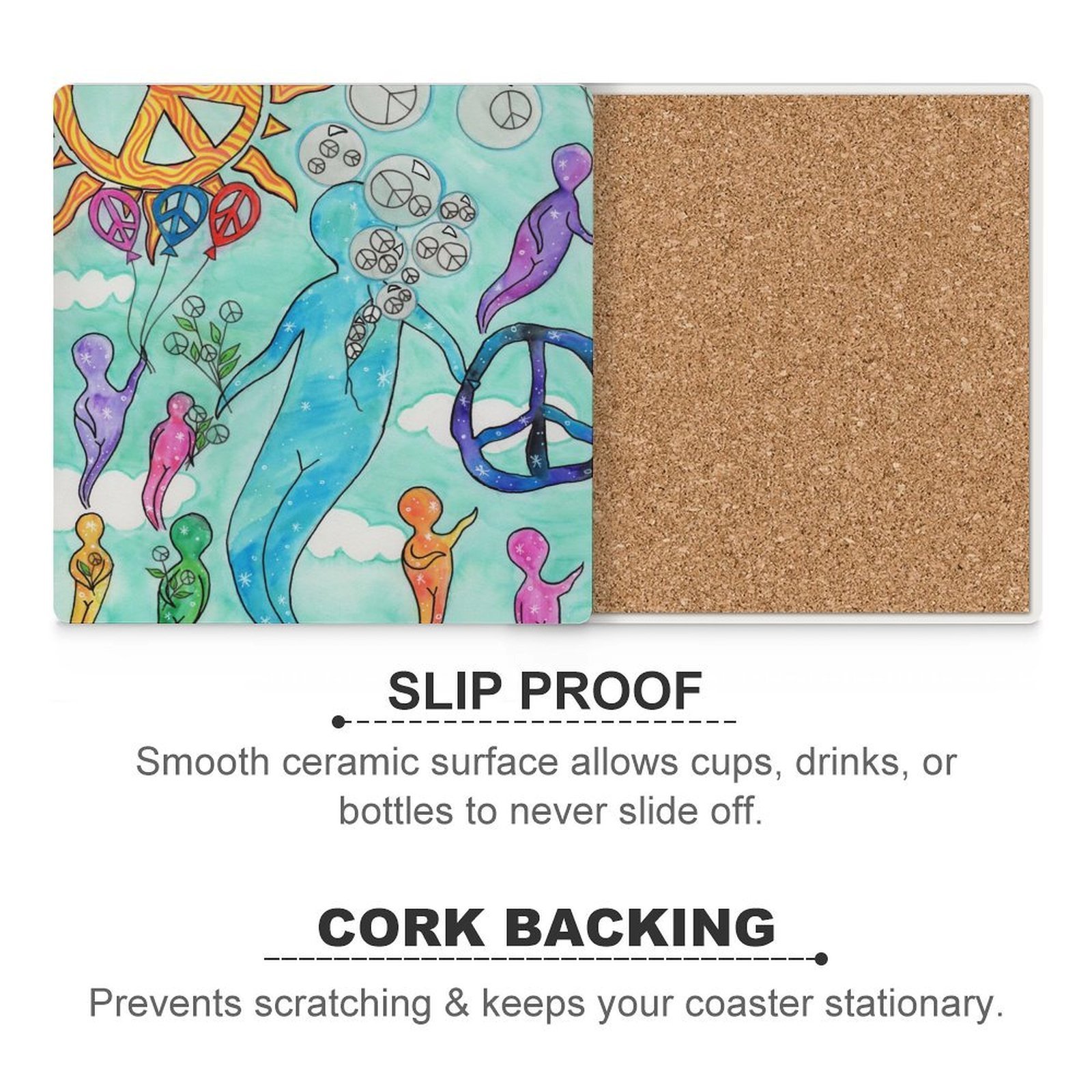 Peace Comes From Within Ceramic Coasters (Square) - Image 5