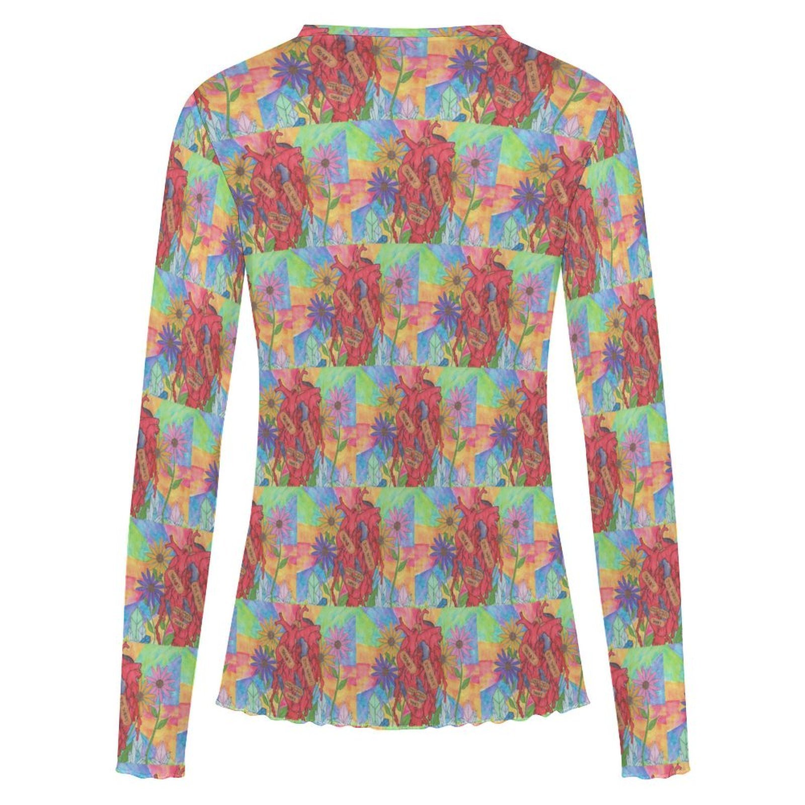New Blooms Long Sleeve Mesh Top - Image 3
