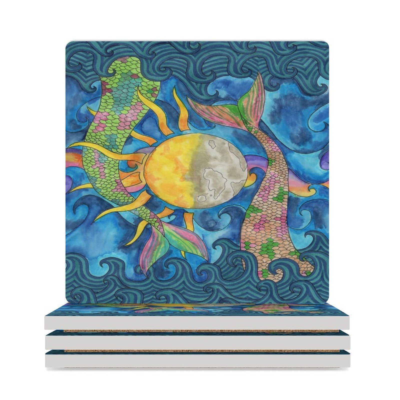Mermaid Tales Ceramic Coasters (Square)