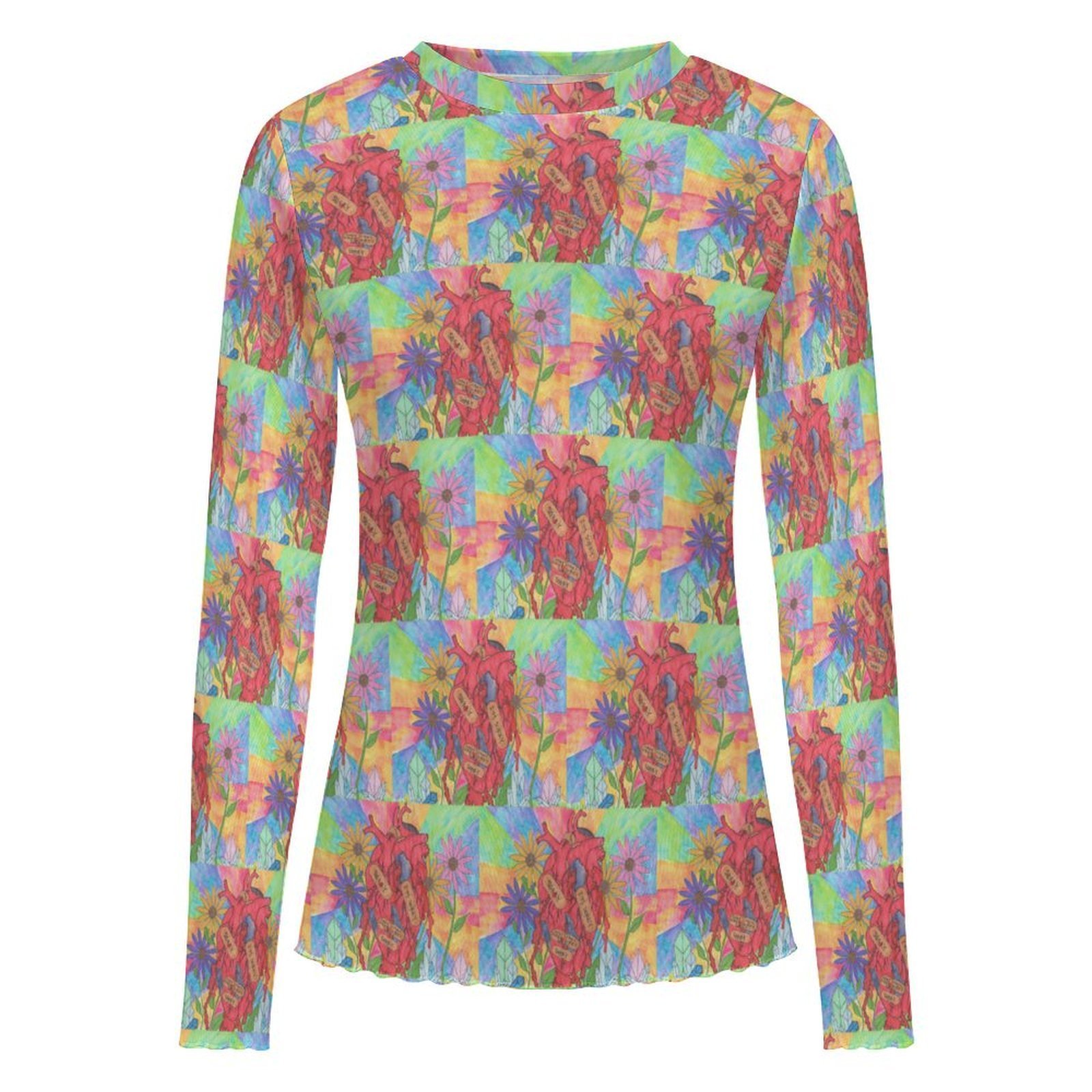 New Blooms Long Sleeve Mesh Top - Image 2