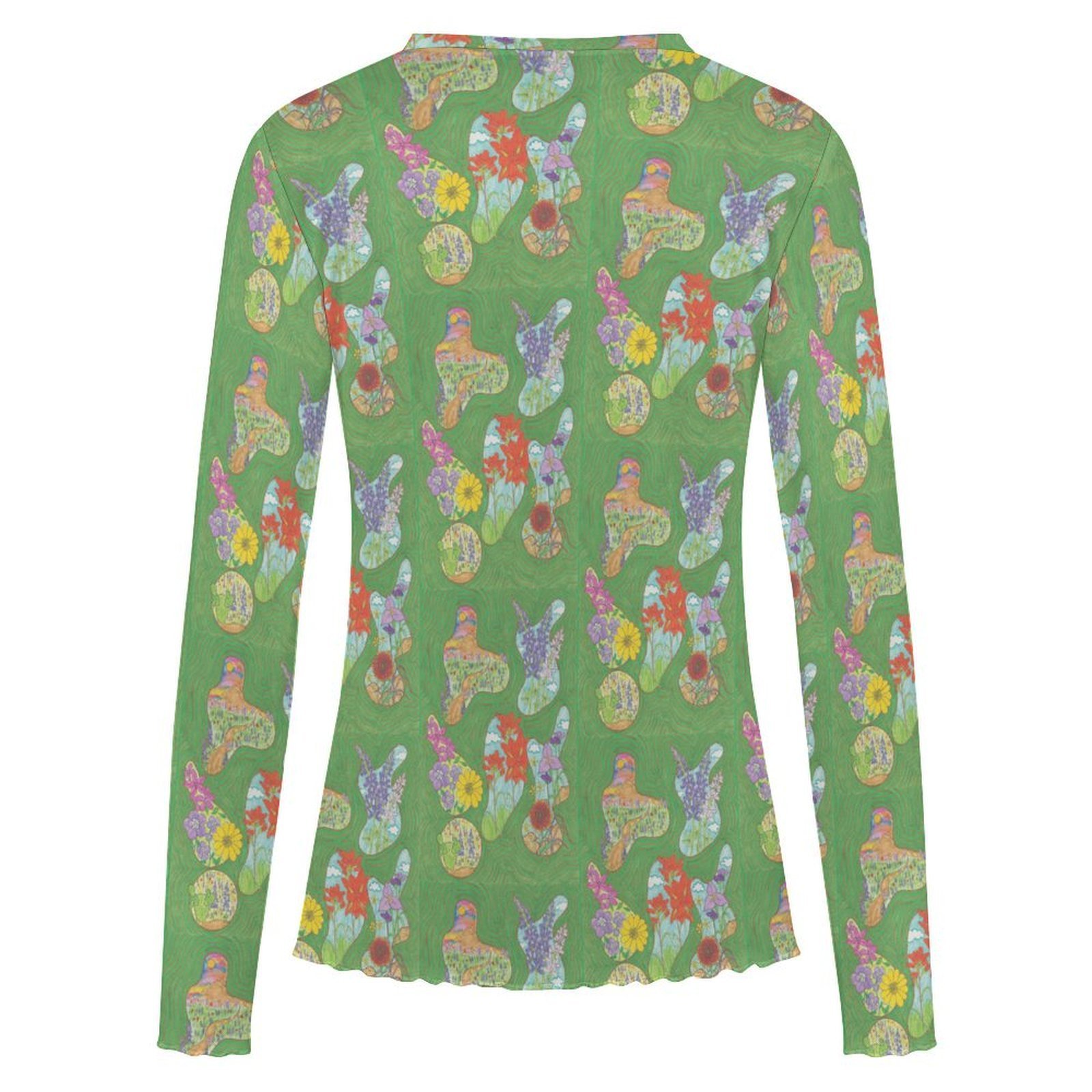 Texas Hill Country Spring Long Sleeve Mesh Top - Image 3