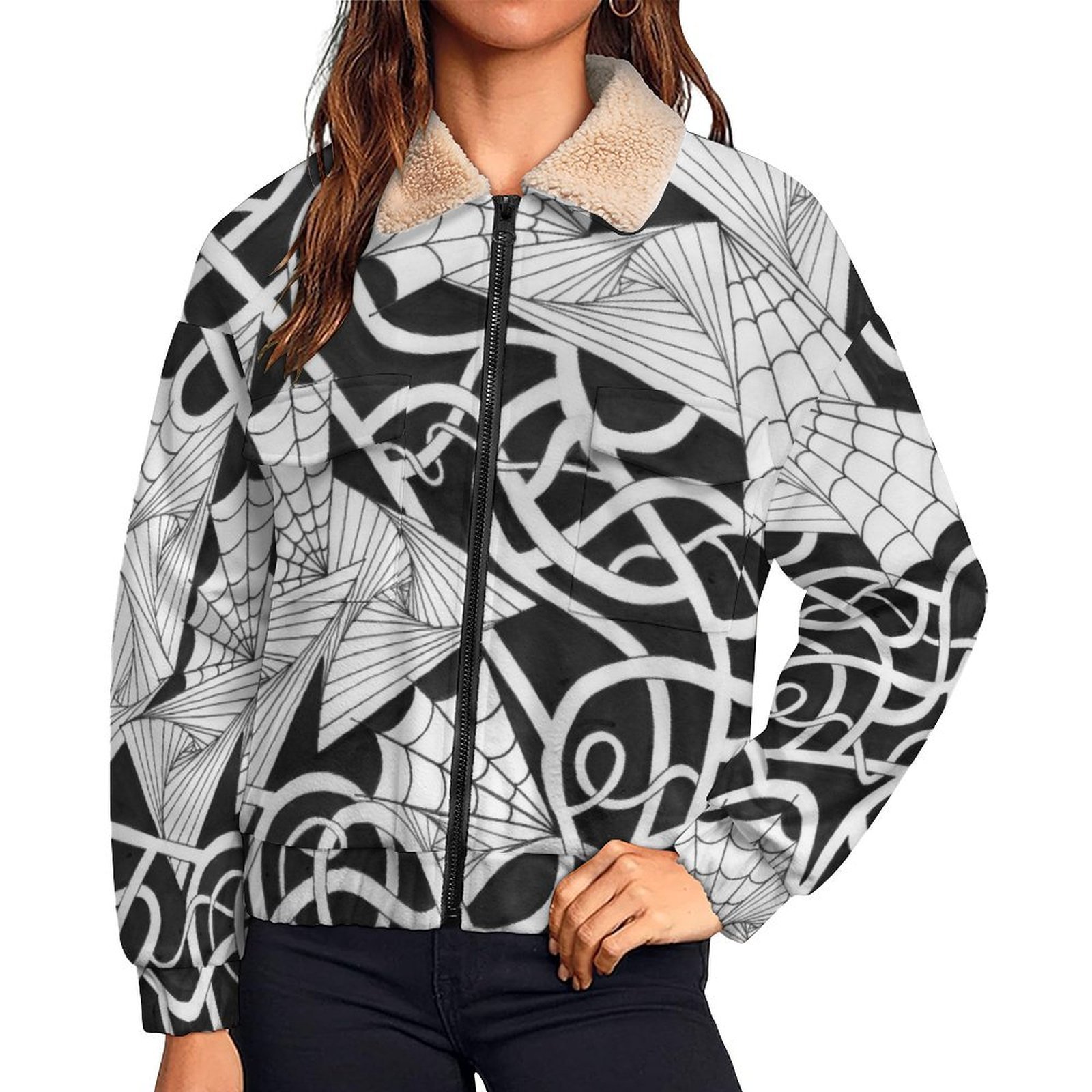 Spider Webs n Things Patch Pocket Fleece Jacket