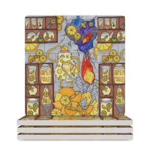 Lemon Gremlin Ceramic Coasters (Square)
