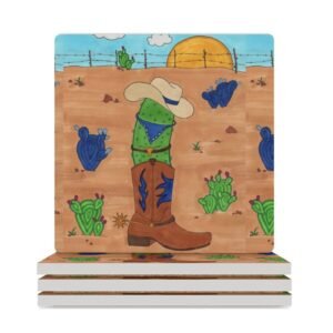 Cowboy Pickle Ceramic Coasters (Square)