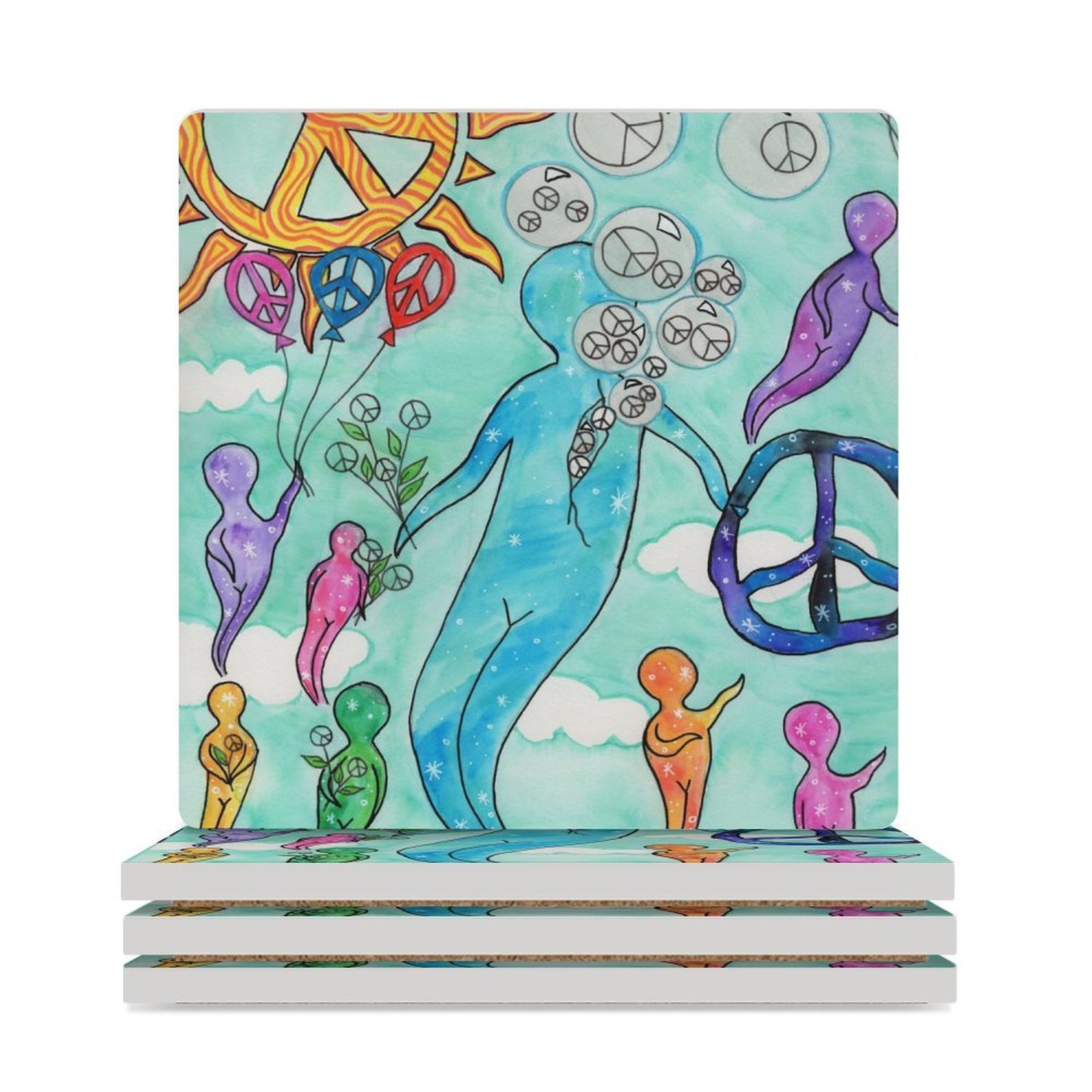 Peace Comes From Within Ceramic Coasters (Square)