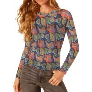 A Penny For Your Thoughts Long Sleeve Mesh Top