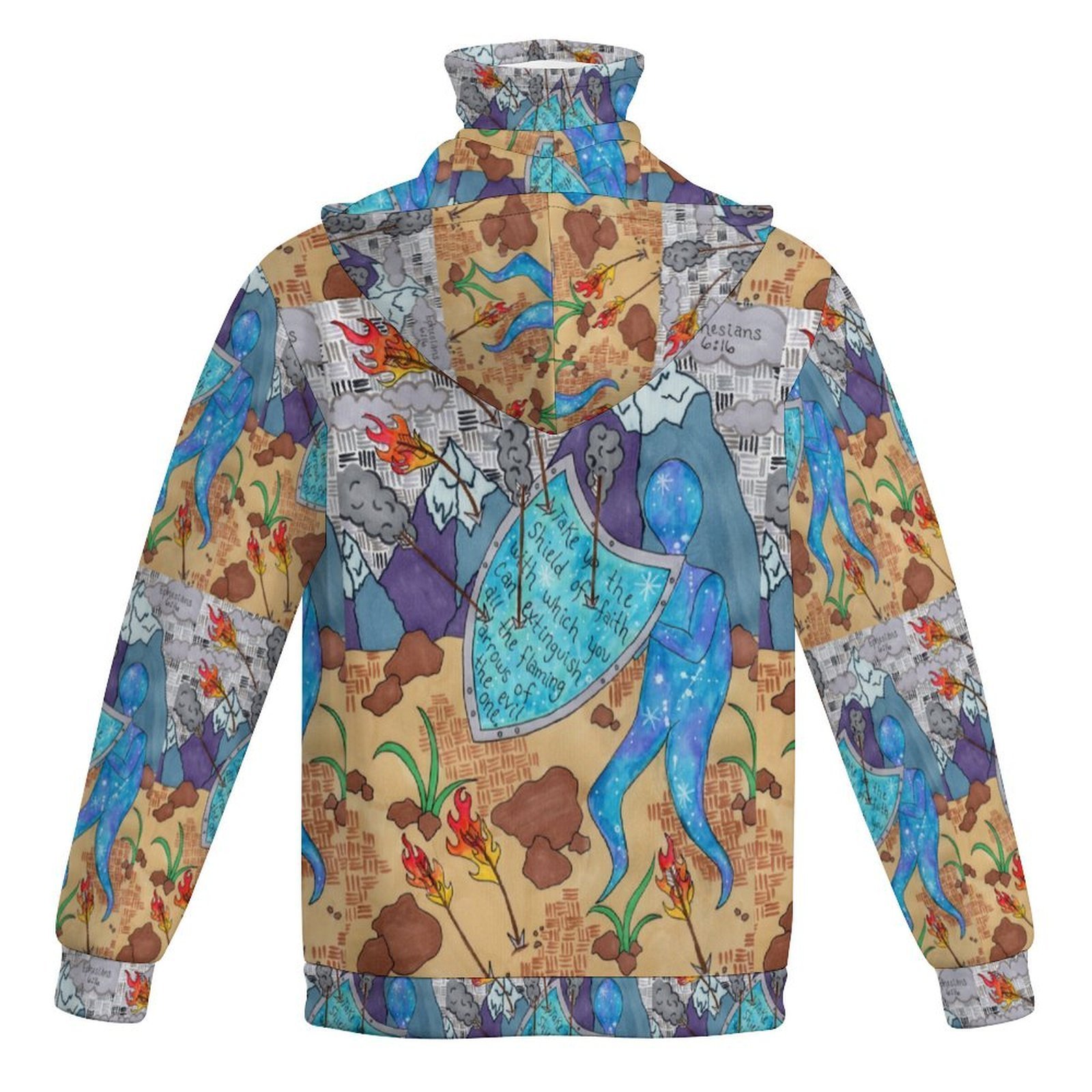 Ephesians 6:16 Men's Hoodie with Mask - Image 2